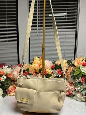 S Collection Cream Multi Compartment Shoulder Bag Adjustable Strap